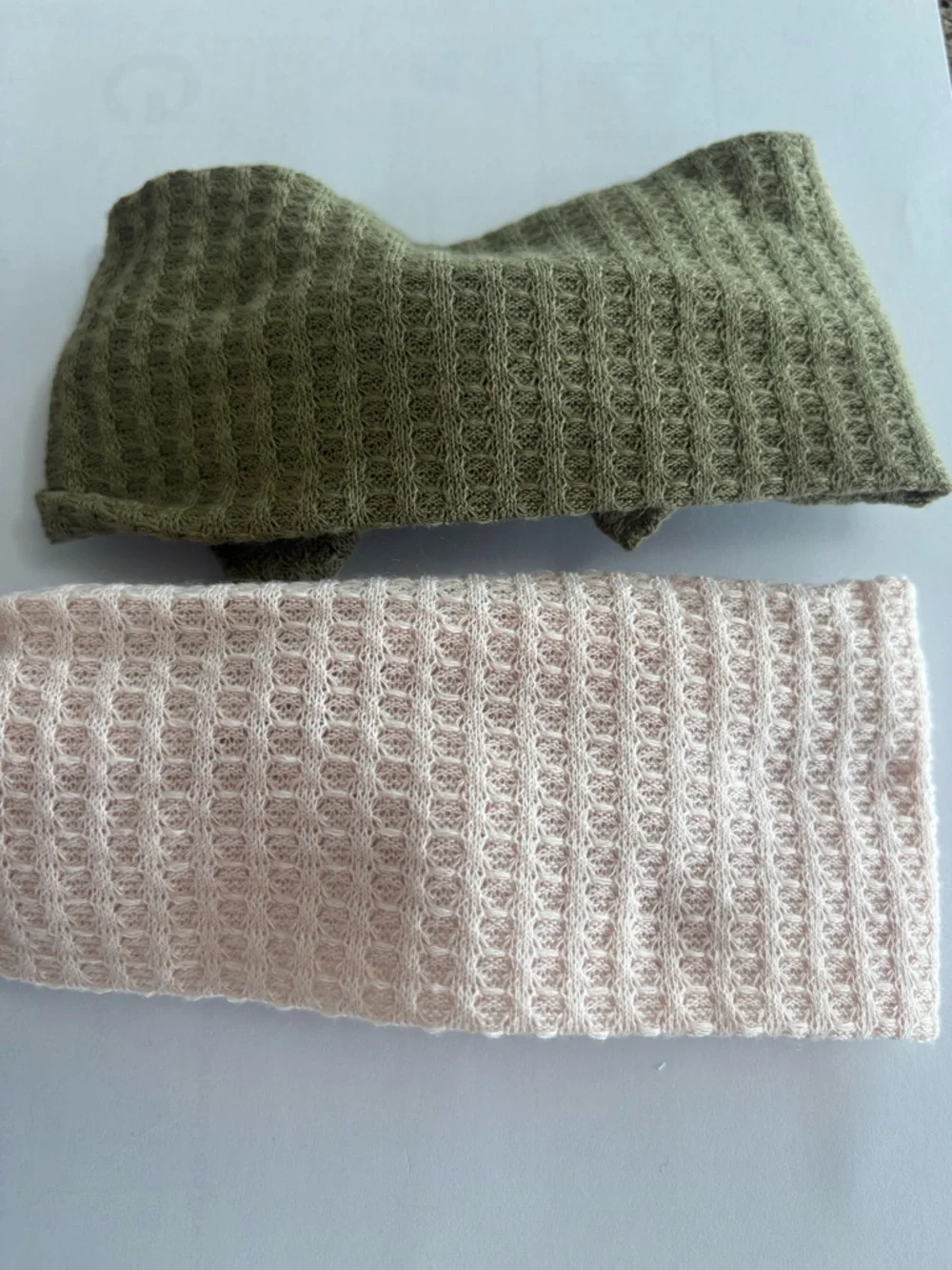 Set of Four Infant Knit Bow Headbands - Pink, Olive & Floral